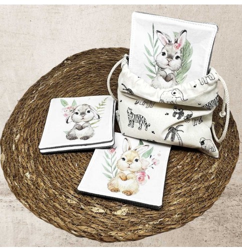 Jeu memory - 8 cartes - thème Lapin